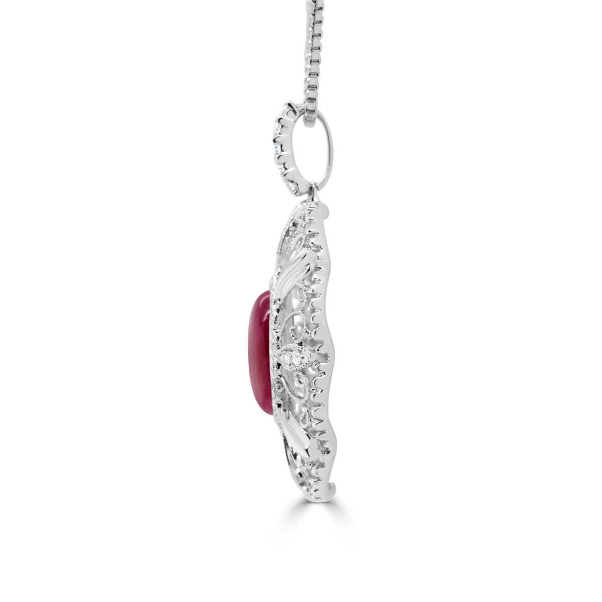 3.21ct Star Ruby Pendant with 0.1tct Diamonds set in 18K White
