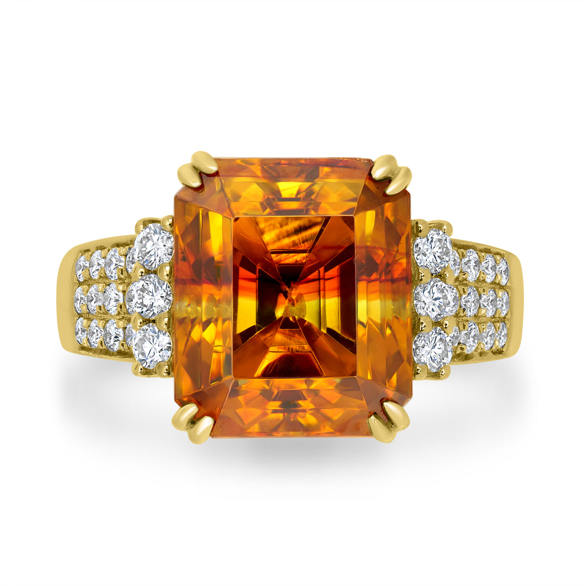 10.54ct Sphalerite Rings with 0.43tct Diamond set in 14K Yellow Gold ‐ Gem  Bleu