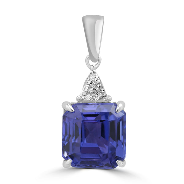 3.55ct Tanzanite Pendants with 0.16tct Diamond set in 18K White Gold