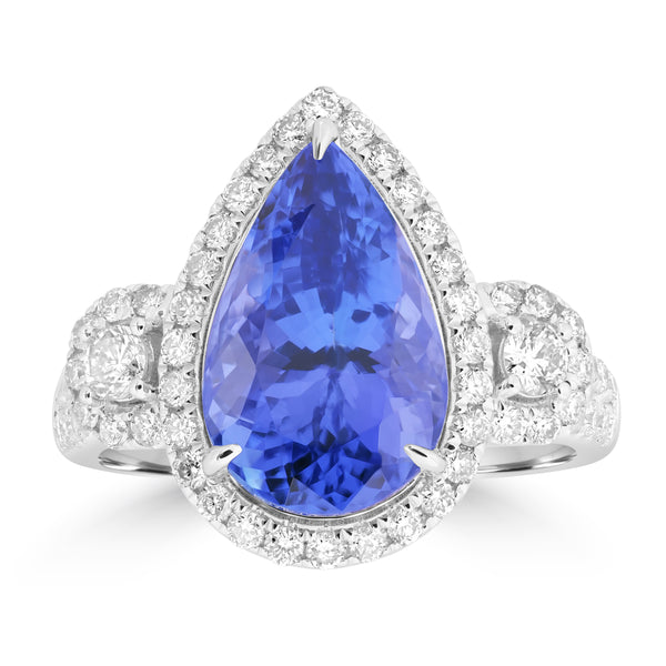 5.03ct Tanzanite Rings with 0.81tct Diamond set in 18K White Gold