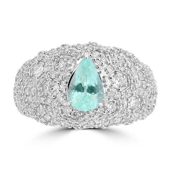 1.15ct Paraiba Tourmaline Rings with 1.403tct Diamond set in 18K White Gold