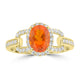 0.83ct Fire Opal Rings with 0.4tct Diamond set in 18K Yellow Gold