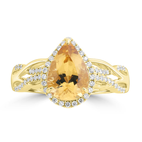 1.55ct Yellow Beryl Rings with 0.213tct Diamond set in 18K Yellow Gold