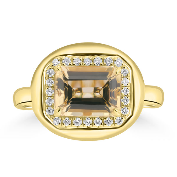 1.68ct Yellow Beryl Rings with 0.136tct Diamond set in 18K Yellow Gold