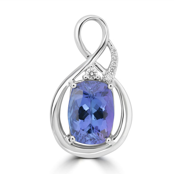 3.28ct Tanzanite Pendants with 0.061tct Diamond set in 18K White Gold