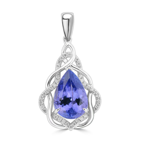 3.64ct Tanzanite Pendants with 0.166tct Diamond set in 18K White Gold