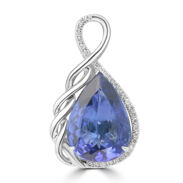 4.01ct Tanzanite Pendants with 0.108tct Diamond set in 18K White Gold