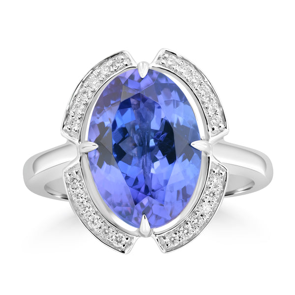 4.84ct Tanzanite Rings with 0.135tct Diamond set in 18K White Gold