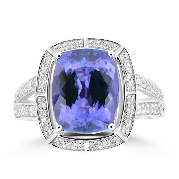 3.94ct Tanzanite Rings with 0.317tct Diamond set in 18K White Gold