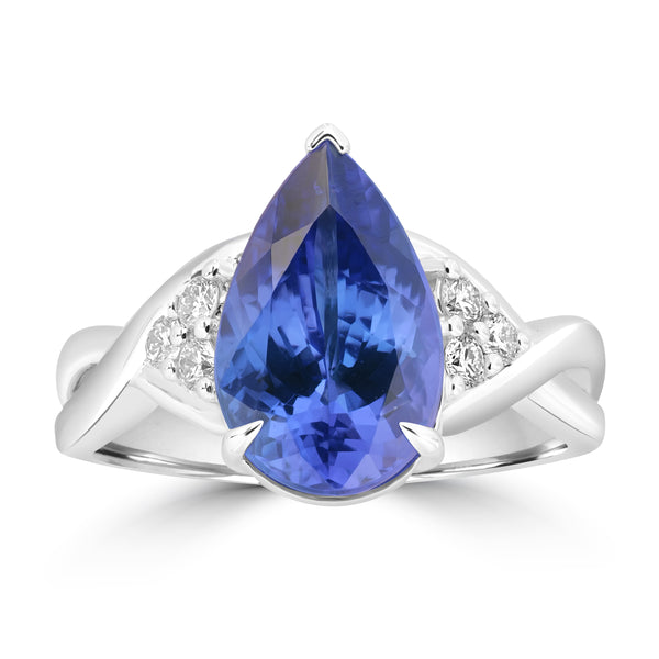 3.74ct Tanzanite Rings with 0.191tct Diamond set in 18K White Gold