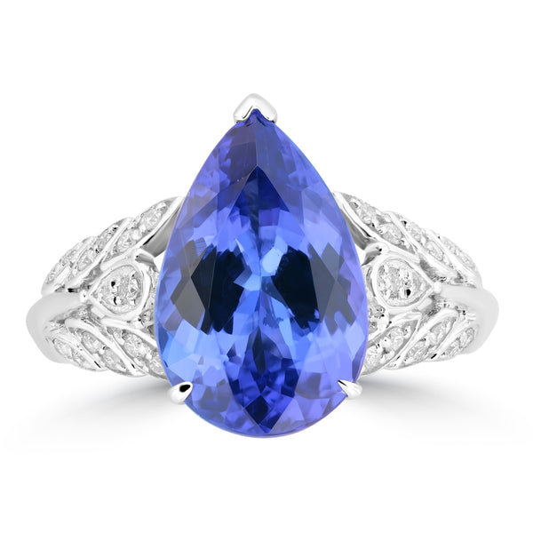 4.97ct Tanzanite Rings with 0.165tct Diamond set in 18K White Gold