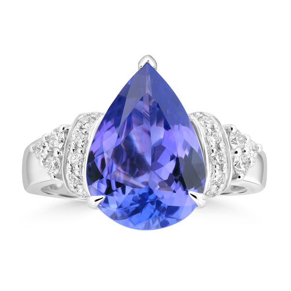 3.83ct Tanzanite Rings with 0.373tct Diamond set in 18K White Gold