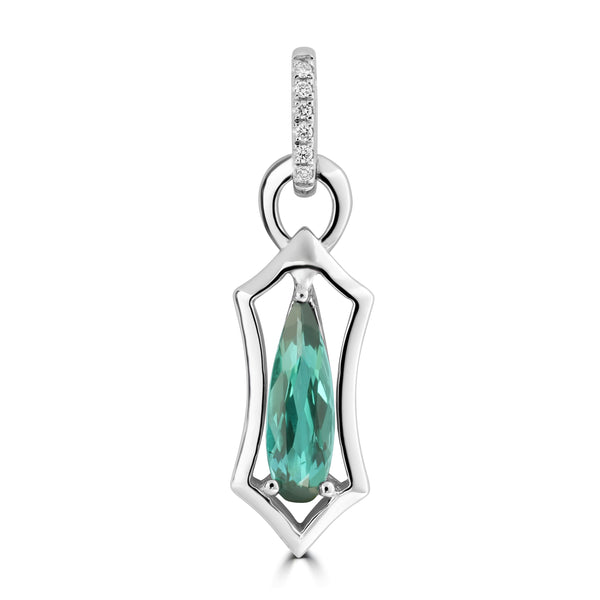 0.76ct Tourmaline Pendants with 0.026tct Diamond set in 18K White Gold