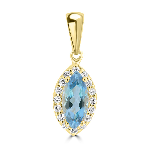 0.482ct Aquamarine Pendants with 0.091tct Diamond set in 18K Yellow Gold