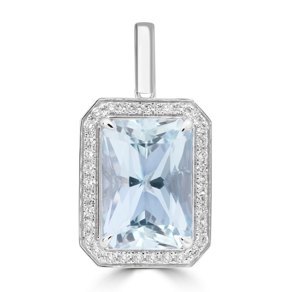 4.76ct Aquamarine Pendants with 0.264tct Diamond set in 18K White Gold