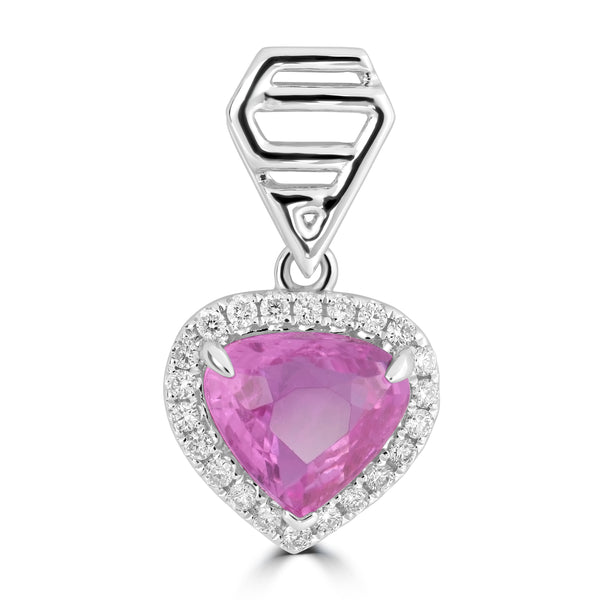 2.17ct Pink Sapphire Pendants with 0.168tct Diamond set in 18K White Gold