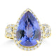 8.56ct Tanzanite Rings with 0.804tct Diamond set in 18K Yellow Gold