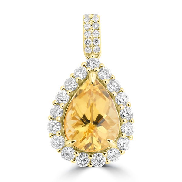 3.09ct Yellow Beryl Pendants with 0.86tct Diamond set in 18K Yellow Gold