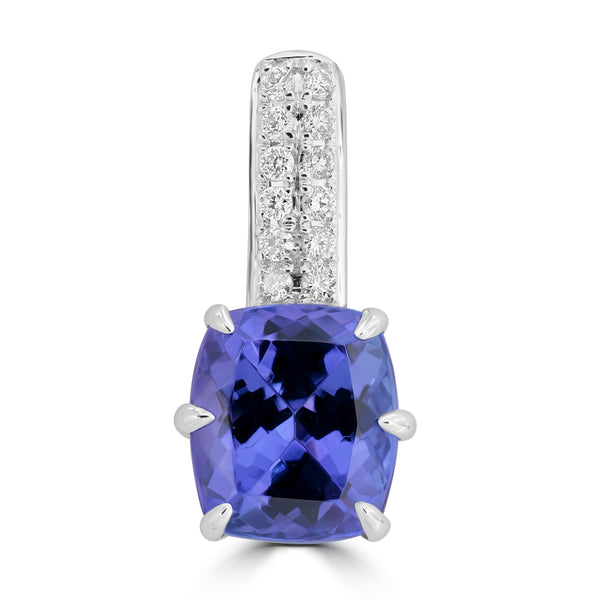 3.38ct Tanzanite Pendants with 0.11tct Diamond set in 18K White Gold