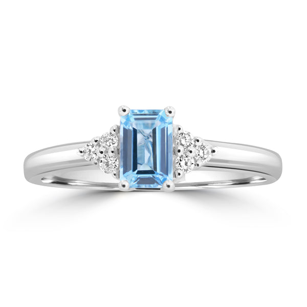 0.48ct Aquamarine Rings with 0.08tct Diamond set in 18K White Gold