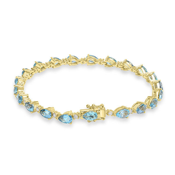 7.931ct Aquamarine Bracelets with 0.43tct Diamond set in 18K Yellow Gold