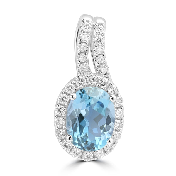 1.24ct Aquamarine Pendants with 0.252tct Diamond set in 18K White Gold