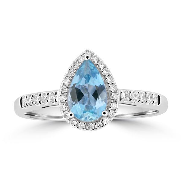 0.65ct Aquamarine Rings with 0.187tct Diamond set in 18K White Gold