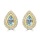 0.69ct Aquamarine Earrings with 0.276tct Diamond set in 18K Yellow Gold