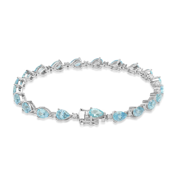 7.159ct Aquamarine Bracelets with 0.427tct Diamond set in 18K White Gold