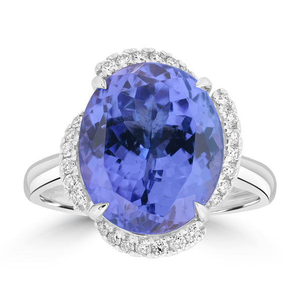 7.45ct Tanzanite Rings with 0.257tct Diamond set in 14K White Gold