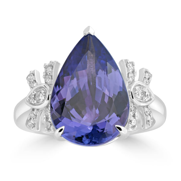 5.68ct Tanzanite Rings with 0.186tct Diamond set in 14K White Gold