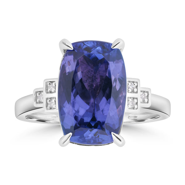 5.34ct Tanzanite Rings with 0.027tct Diamond set in 14K White Gold