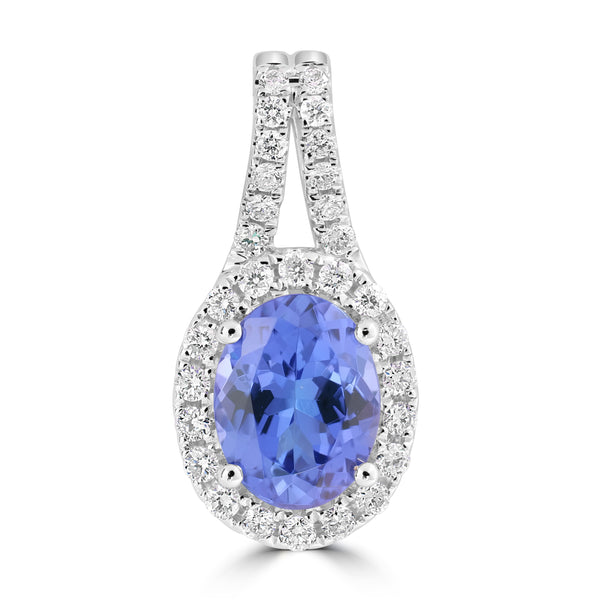 1.22ct Tanzanite Pendants with 0.229tct Diamond set in 18K White Gold