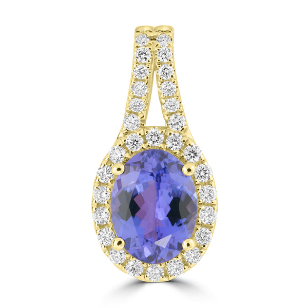 1.32ct Tanzanite Pendants with 0.227tct Diamond set in 18K Yellow Gold