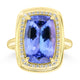 6.61ct Tanzanite Rings with 0.152tct Diamond set in 18K Yellow Gold