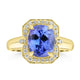 3.42ct Tanzanite Rings with 0.171tct Diamond set in 18K Yellow Gold