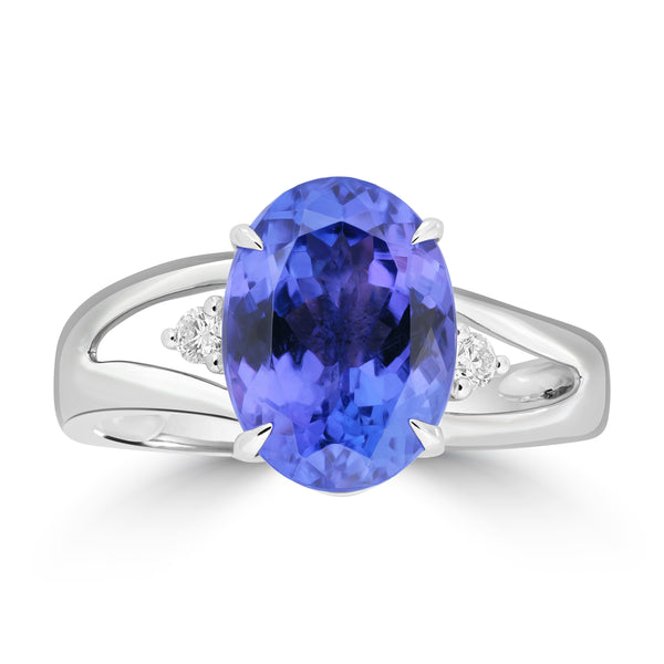 3.68ct Tanzanite Rings with 0.07tct Diamond set in 18K White Gold