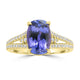 3.21ct Tanzanite Rings with 0.3tct Diamond set in 18K Yellow Gold