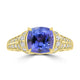 3.34ct Tanzanite Rings with 0.502tct Diamond set in 18K Yellow Gold