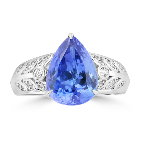 4.3ct Tanzanite Rings with 0.08tct Diamond set in 18K White Gold