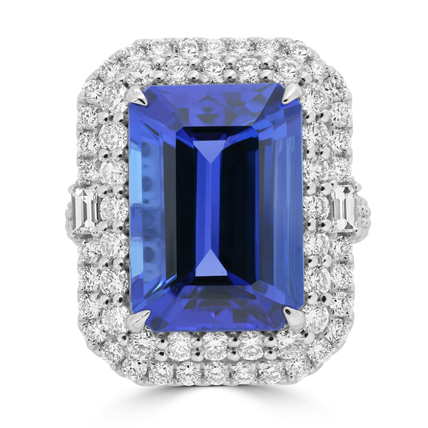 12.64ct Tanzanite Rings with 2.138tct Diamond set in 18K White Gold