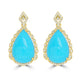 9.15ct Turquoise Earrings with 0.185tct Diamond set in 14K Yellow Gold