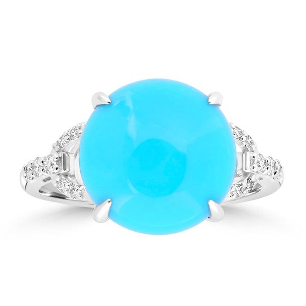 5.11ct Turquoise Rings with 0.146tct Diamond set in 14K White Gold