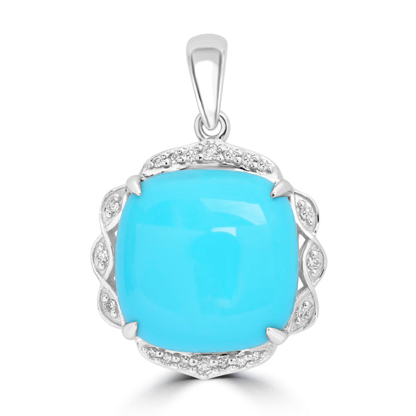 5.09ct Turquoise Pendants with 0.08tct Diamond set in 14K White Gold