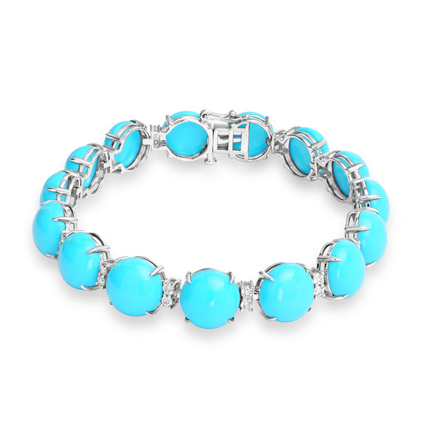 48.47ct Turquoise Bracelets with 0.945tct Diamond set in 14K White Gold