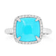 3.78ct Turquoise Rings with 0.238tct Diamond set in 14K White Gold