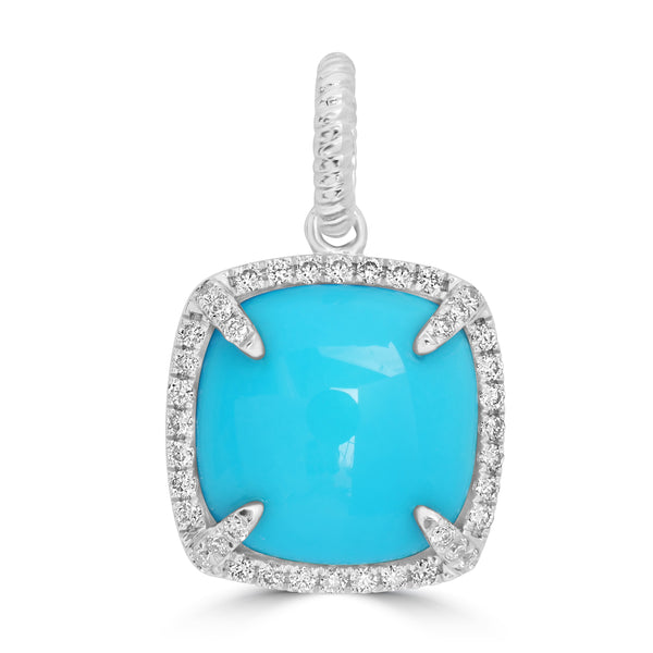 2.87ct Turquoise Pendants with 0.156tct Diamond set in 14K White Gold