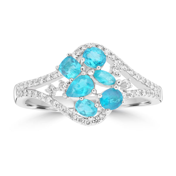 0.6ct Paraiba Rings with 0.24tct Diamond set in Platinum 950