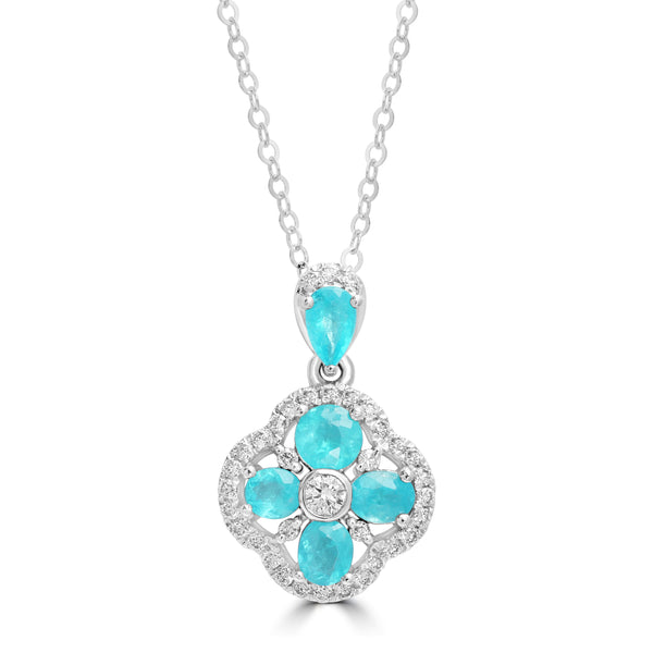 0.49ct Paraiba Pendants with 0.164tct Diamond set in Platinum 950