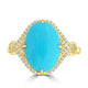 4.27ct Turquoise Rings with 0.125tct Diamond set in 14K Yellow Gold